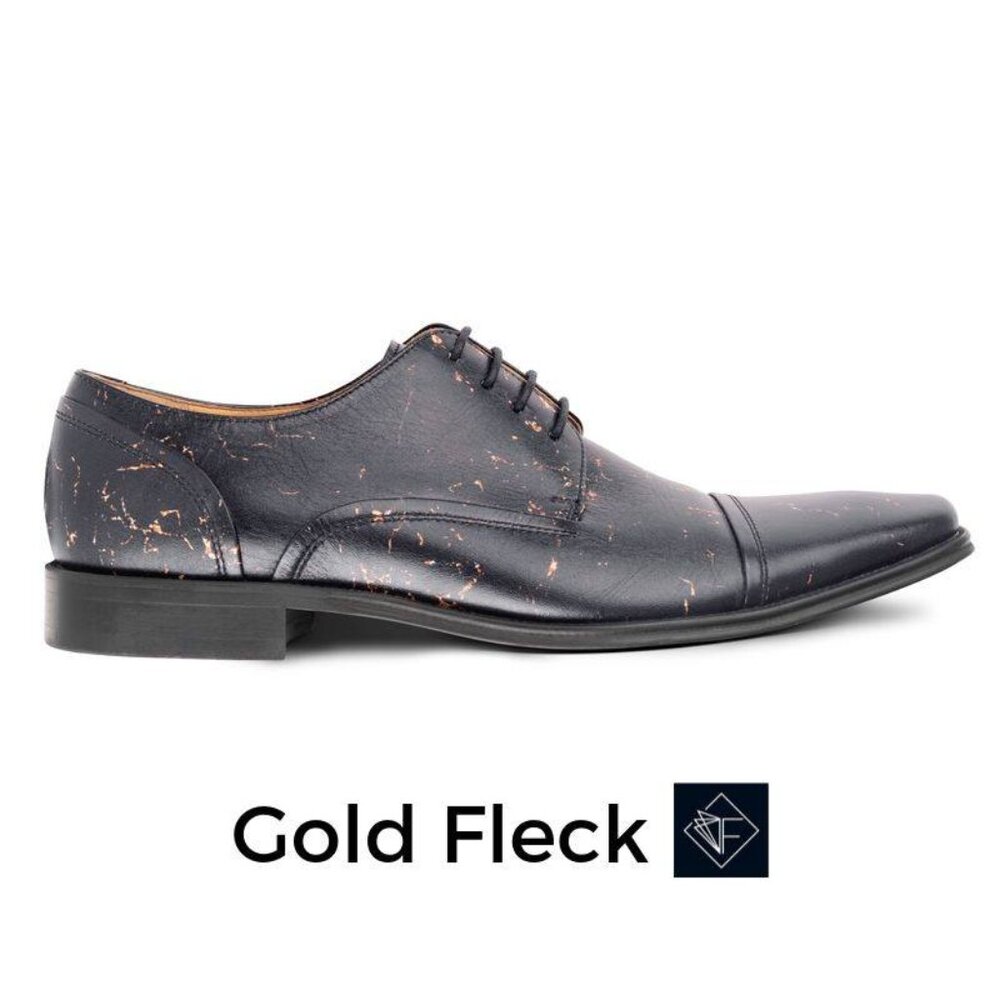 Thatcher Finch‎ Men's Black Gold Flecked Luxury Formal Dress Shoes Size 9